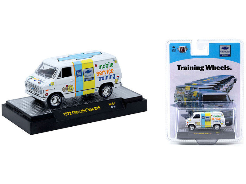 1972 Chevrolet G10 Van Chevrolet Mobile Service Training White with Graphics Limited Edition to 4400 pieces Worldwide 1/64 Diecast Model Car M2 Machines 31500-HS64