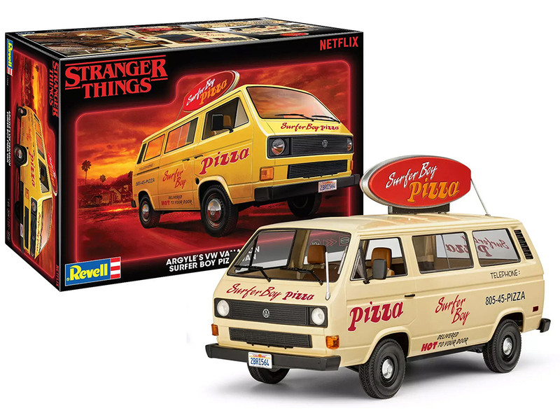 Level 3 Model Kit Argyle s Volkswagen Vanagon Surfer Boy Pizza Van Stranger Things 2016 Current TV Series 1/25 Scale Model Revell 14559