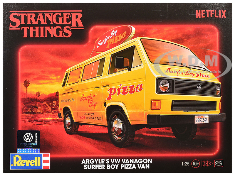 Level 3 Model Kit Argyle s Volkswagen Vanagon Surfer Boy Pizza Van Stranger Things 2016 Current TV Series 1/25 Scale Model Revell 14559