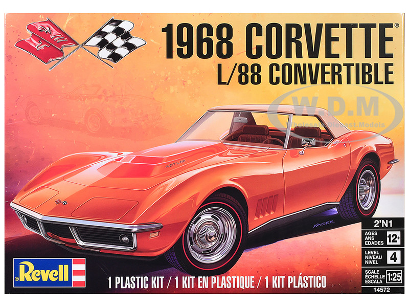 Level 4 Model Kit 1968 Chevrolet Corvette L 88 Convertible 2 in 1 1/25 Scale Model Revell 14572