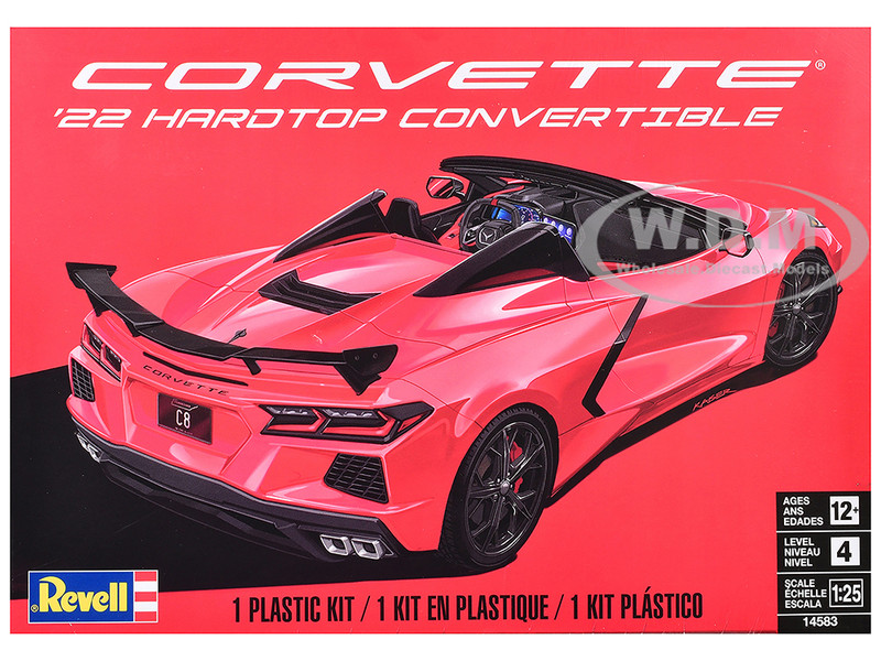 Level 4 Model Kit 2022 Chevrolet Corvette C8 Hardtop Convertible 1/25 Scale Model Revell 14583
