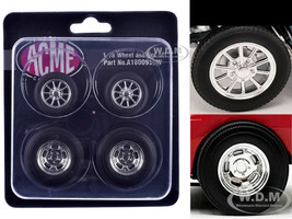 Drag Wheel and Tire Set of 4 pieces from 1961 Chevrolet Corvette Gasser for 1/18 Scale Models ACME A1800935W