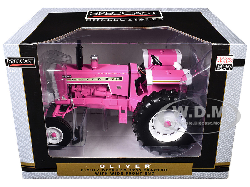 Oliver 1755 Open Station Wide Front Tractor Pink Classic Series 1/16 Diecast Model SpecCast SCT978