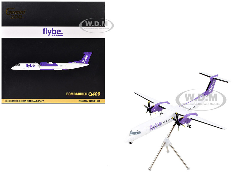 Bombardier Q400 Commercial Aircraft Flybe G ECOE White with Purple Tail Gemini 200 Series 1/200 Diecast Model Airplane GeminiJets G2BEE1193