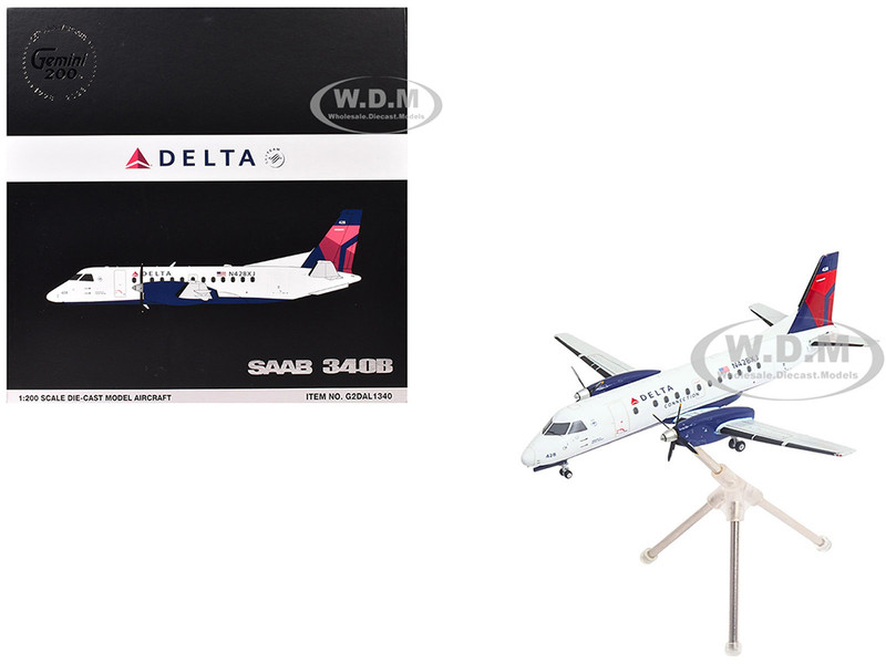 Saab 340B Commercial Aircraft Delta Connection Mesaba Airlines N428XJ White with Red and Blue Tail Gemini 200 Series 1/200 Diecast Model Airplane GeminiJets G2DAL1340