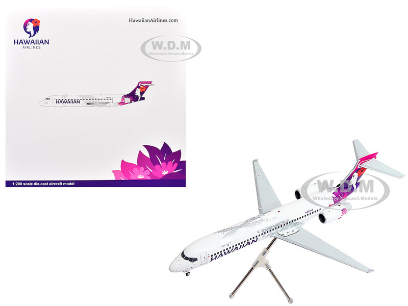 Boeing 717 200 Commercial Aircraft Hawaiian Airlines N492HA White with Purple Tail Graphics Gemini 200 Series 1/200 Diecast Model Airplane GeminiJets G2HAL1351
