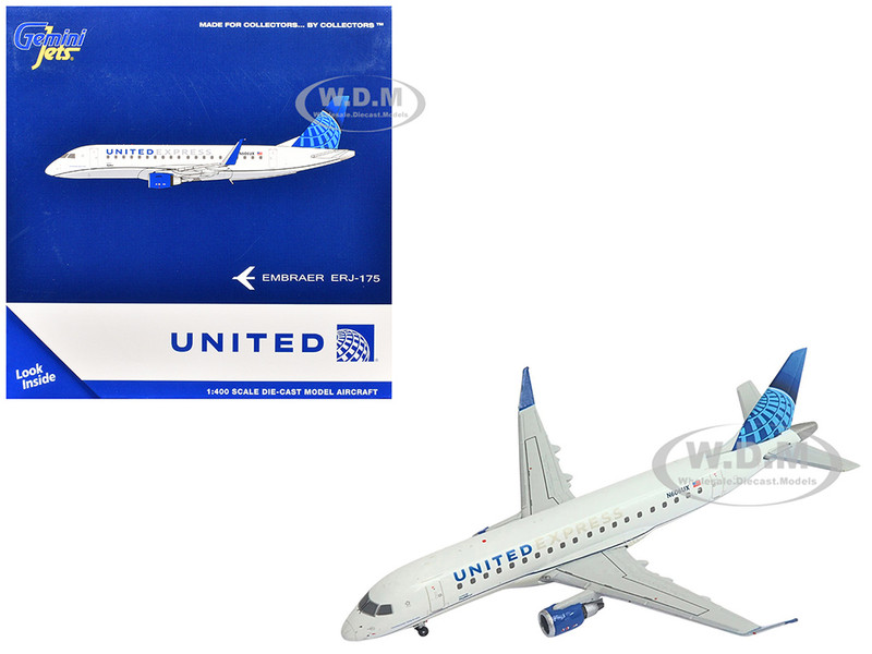 Embraer ERJ 175 Commercial Aircraft United Express SkyWest Airlines N606UX White with Blue Tail 1/400 Diecast Model Airplane GeminiJets GJ2342