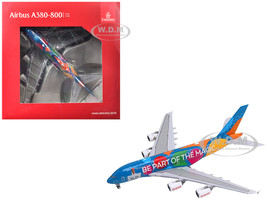 Airbus A380 800 Commercial Aircraft Emirates Airlines Destination Dubai A6-EES Blue with Graphics 1/400 Diecast Model Airplane GeminiJets GJ2345
