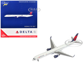 Boeing 757 300 Commercial Aircraft Delta Air Lines N595NW White with Red and Blue Tail 1/400 Diecast Model Airplane GeminiJets GJ2362