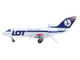 Yakovlev Yak 40 Commercial Aircraft LOT Polish Airlines SP GEA White with Blue Stripes and Tail 1/200 Diecast Model Airplane Herpa HE573139