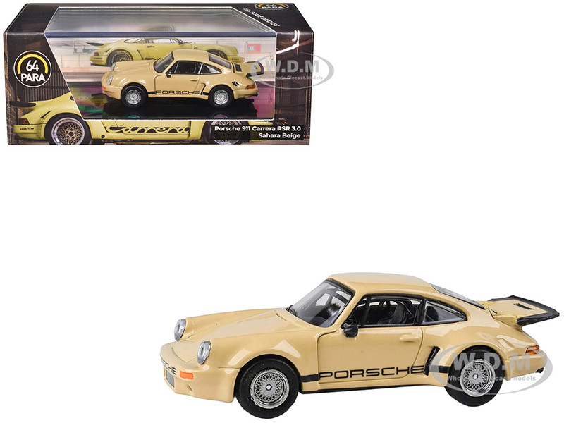 Porsche 911 Carrera RSR 3 0 Sahara Beige with Black Stripes 1/64 Diecast Model Car Paragon Models PA-55797