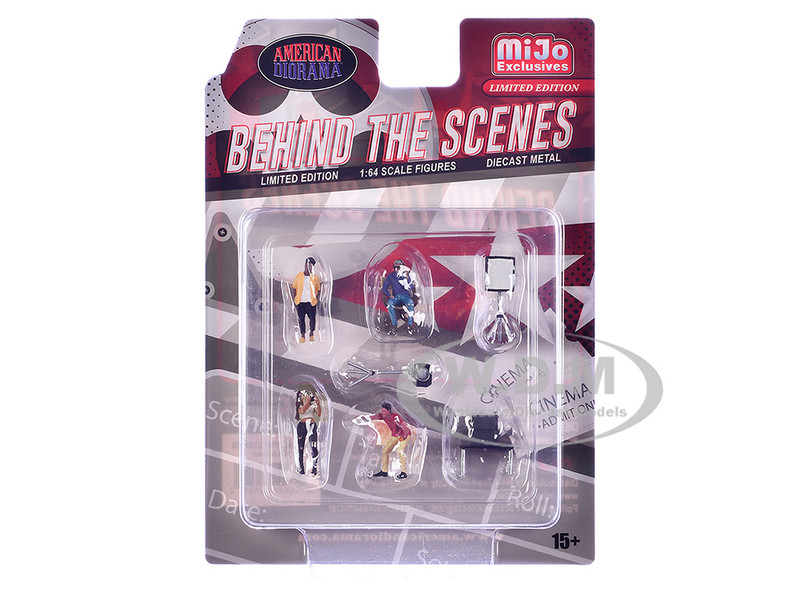Behind The Scenes 7 piece 4 People 3 Accessories Diecast Figures Set 1/64 Scale Models American Diorama AD-2426MJ