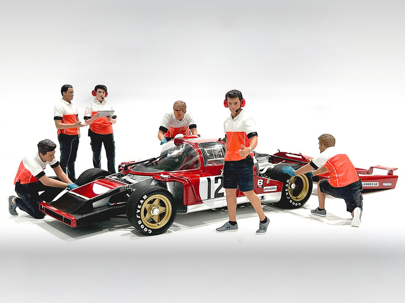 Race Crew 6 piece Figure Set for 1/24 Scale Models American Diorama 25001-25002-25003-25004-25005-25006