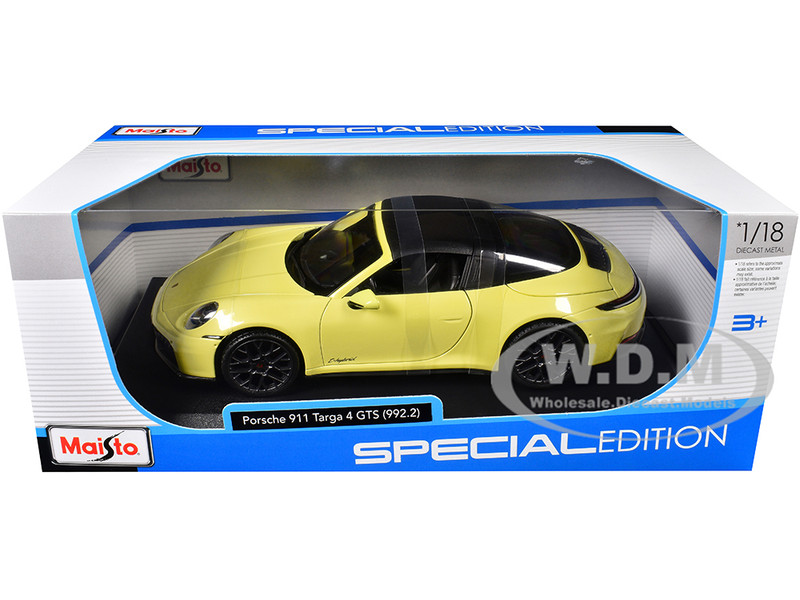 PORSCHE 911 TARGA 4 GTS (992.2) YELLOW 1/18 DIECAST MODEL CAR BY