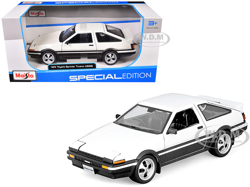 Toyota Sprinter Trueno AE86 RHD Right Hand Drive White with Black Stripes Special Edition Series 1/24 Diecast Model Car Maisto 32916WH