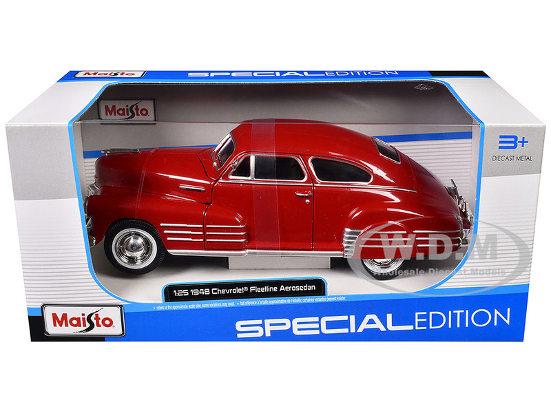 1948 Chevrolet Fleetline Aerosedan Red Special Edition Series 1/25 Diecast Model Car Maisto 32921RD