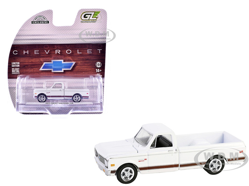 1972 Chevrolet Cheyenne C10 Short Bed Pickup Truck White Hobby Exclusive Series 1/64 Diecast Model Car Greenlight GL30566