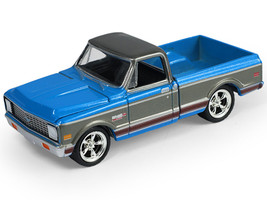 1972 Chevrolet Cheyenne C10 Short Bed Pickup Truck Electric Blue and Gunmetal Gray Metallic Hobby Exclusive Series 1/64 Diecast Model Car Greenlight GL30567