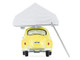 Volkswagen Classic Beetle Yellow with White Flower Graphics and Interior with Camp otel Cartop Sleeper Tent The Great Outdoors Series 4 1/64 Diecast Model Car Greenlight 38080A