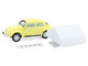 Volkswagen Classic Beetle Yellow with White Flower Graphics and Interior with Camp otel Cartop Sleeper Tent The Great Outdoors Series 4 1/64 Diecast Model Car Greenlight 38080A