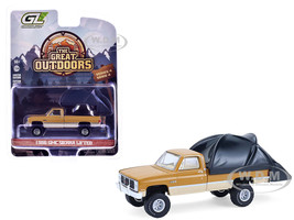 1986 GMC Sierra Lifted Pickup Truck Desert Sand and Doeskin Tan with Modern Truck Bed Tent The Great Outdoors Series 4 1/64 Diecast Model Car Greenlight 38080B