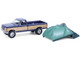 1987 Ford F 150 XLT Lariat Pickup Truck Dark Blue and Tan with Modern Truck Bed Tent The Great Outdoors Series 4 1/64 Diecast Model Car Greenlight 38080D 1987 Ford F 150 XLT Lariat Pickup Truck Dark Blue and Tan with Modern Truck Bed Tent The Great Outdoors Series 4 1/64 Diecast Model Car Greenlight 38080D