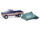 1987 Ford F 150 XLT Lariat Pickup Truck Dark Blue and Tan with Modern Truck Bed Tent The Great Outdoors Series 4 1/64 Diecast Model Car Greenlight 38080D