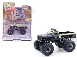 1983 Dodge Ram W350 Monster Truck Florida Highway Patrol Black with Cream Top and Stripes Kings of Crunch Hot Pursuit Special Edition 1/64 Diecast Model Car Greenlight 49170C