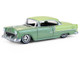 1956 Chevrolet Bel Air Lowrider Laurel Green Metallic and Crocus Yellow Two Tone with Green Interior California Lowriders Series 7 1/64 Diecast Model Car Greenlight 63080A