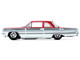 1964 Chevrolet Biscayne Lowrider Silver Metallic and Red Two Tone California Lowriders Series 7 1/64 Diecast Model Car Greenlight 63080B