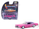 1975 Ford Thunderbird Lowrider Pink Metallic with Purple Top and Graphics with Purple Interior California Lowriders Series 7 1/64 Diecast Model Car Greenlight 63080E
