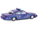 1992 Ford Crown Victoria Lowrider Blue with Graphics and Lightbar California Lowriders Series 7 1/64 Diecast Model Car Greenlight 63080F