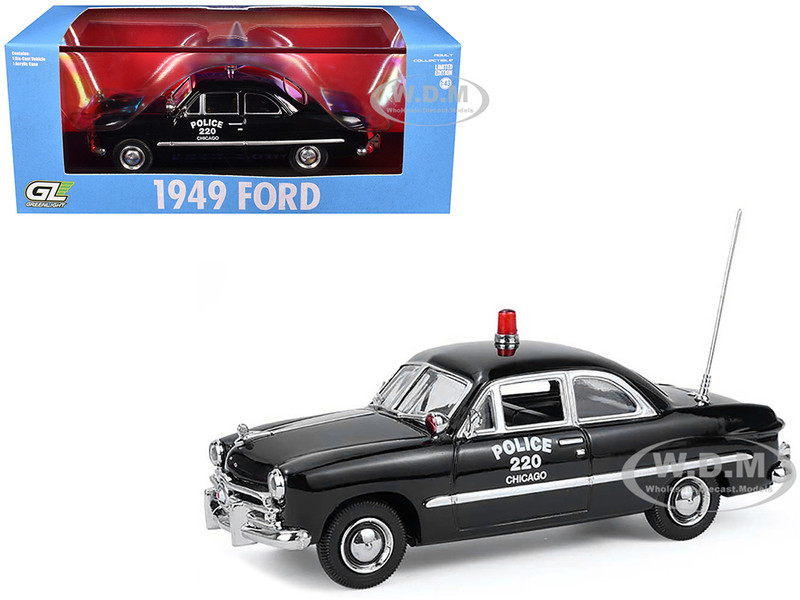 1949 Ford Custom Police Car Chicago Police Department Black 1/43 Diecast Model Car Greenlight 86643