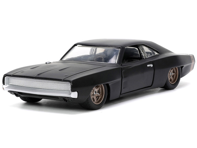1968 Dodge Charger Widebody Matt Black with Bronze Tail Stripe F9 2021 Movie Fast & Furious Series 1/32 Diecast Model Car Jada 33450