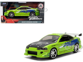 Brian s Mitsubishi Eclipse Green with Graphics Damaged Version The Fast and the Furious 2001 Movie Fast & Furious Series 1/32 Diecast Model Car Jada 36356