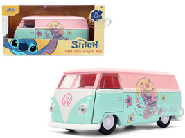 1961 Volkswagen Bus Pink and Blue with Graphics Disney s Stitch Hollywood Rides Series 1/32 Diecast Model Car Jada 36358