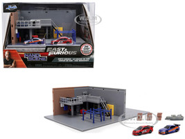 Fast & Furious Han s Garage Diorama with 2 Cars and Accessories Nano Scene Series 1/32 Model Jada 36403