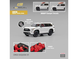 2024 Toyota Sequoia White with Red Interior 1/64 Diecast Model Car CM Model CM64-SEQUOIA-01