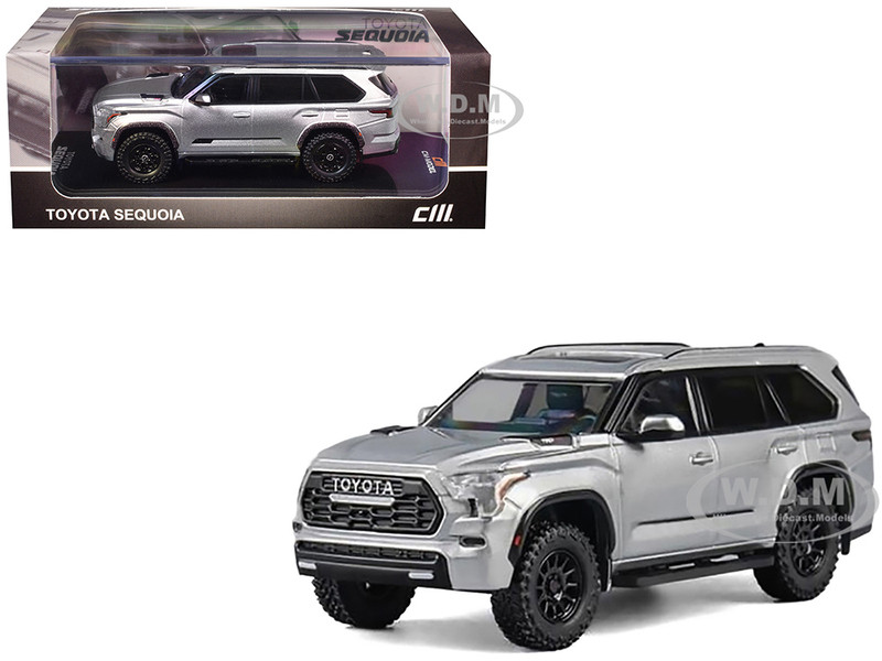 2024 Toyota Sequoia Silver Metallic 1/64 Diecast Model Car CM Model CM64-SEQUOIA-02