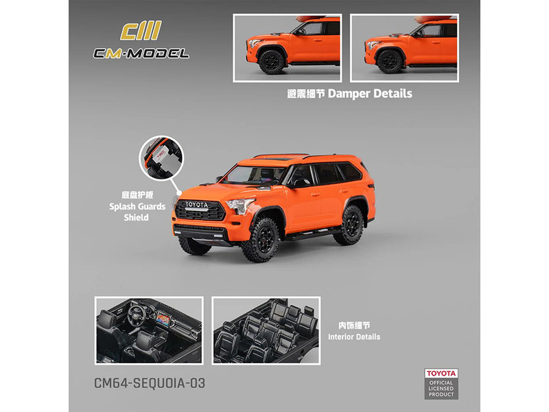 2024 Toyota Sequoia Solar Octane Orange 1/64 Diecast Model Car CM Model CM64-SEQUOIA-03