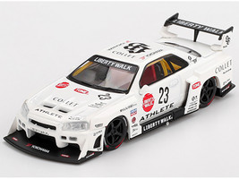 Nissan LB ER34 Super Silhouette RHD Right Hand Drive #23 ATHLETE COLLET White with Graphics Limited Edition 1/64 Diecast Model Car Mini GT MGT01059