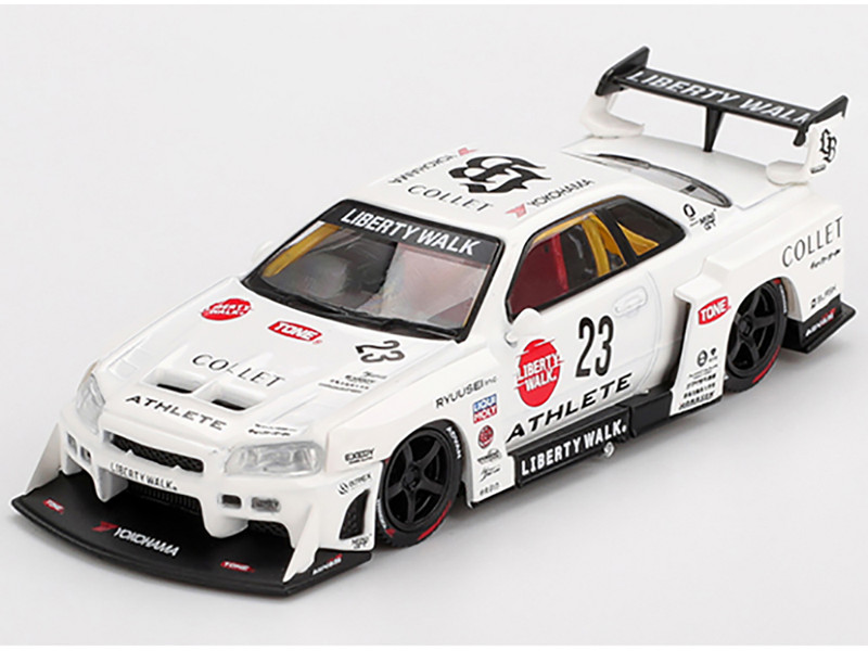 Nissan LB ER34 Super Silhouette RHD Right Hand Drive #23 ATHLETE COLLET White with Graphics Limited Edition 1/64 Diecast Model Car Mini GT MGT01059