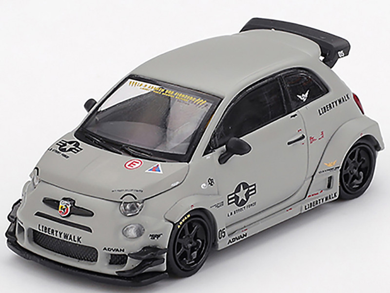ABARTH 595 LB Works x Abas Works Fighters Matt Gray Limited Edition 1/64 Diecast Model Car Mini GT MGT01064