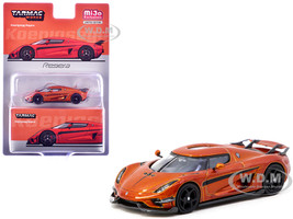 Koenigsegg Regera Orange Metallic with Black Stripes Global64 Series 1/64 Diecast Model Car Tarmac Works T64G-TL017-OR