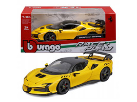 Ferrari SF90 XX Stradale Yellow with Black Top Race and Play Series 1/24 Diecast Model Car Bburago 26032YL
