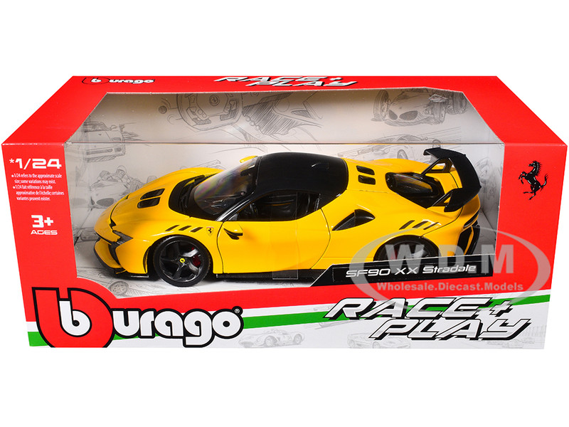 FERRARI SF90 XX STRADALE YELLOW 1/24 DIECAST MODEL CAR BY BBURAGO