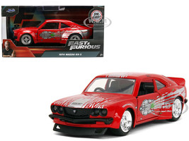 1974 Mazda RX-3 White Red Stripe Graphics Saitama Diecast Figure