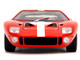 Ford GT40 MK1 Red with White Stripes and Graphics Pink Slips Series 1/18 Diecast Model Car Jada 36381