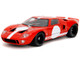 Ford GT40 MK1 Red with White Stripes and Graphics Pink Slips Series 1/18 Diecast Model Car Jada 36381