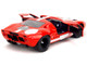 Ford GT40 MK1 Red with White Stripes and Graphics Pink Slips Series 1/18 Diecast Model Car Jada 36381